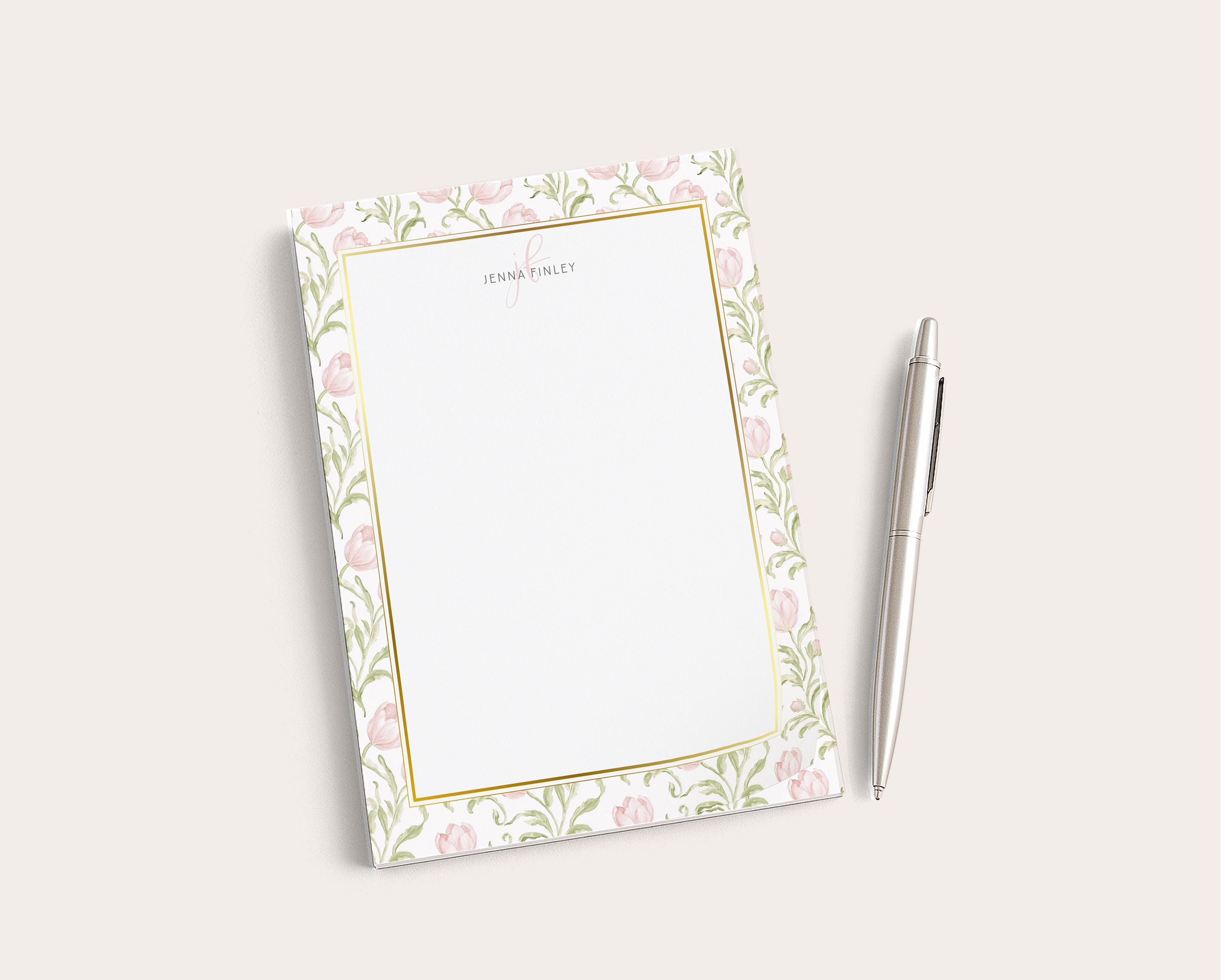 Custom Floral Notepad | 50 and 100 Sheets | Dusty Rose Tulip Flowers ...