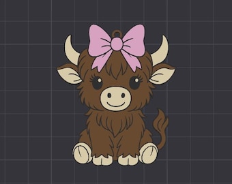 Tab Can Opener | Highland Cow | Bow Keychain