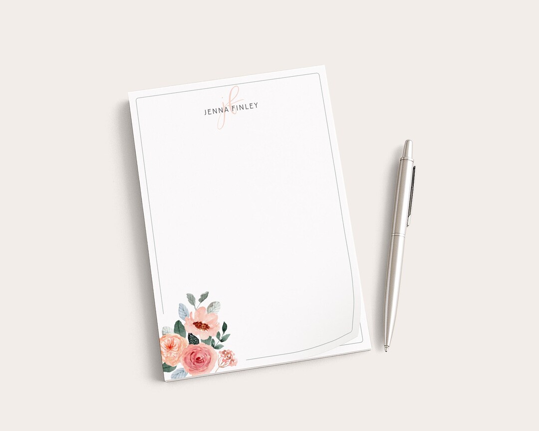 Personalized Floral Notepad | Watercolor Flowers | Mother's Day Gift ...