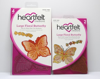 Heartfelt Creations Large Floral Butterfly Die and Cling Stamp Set