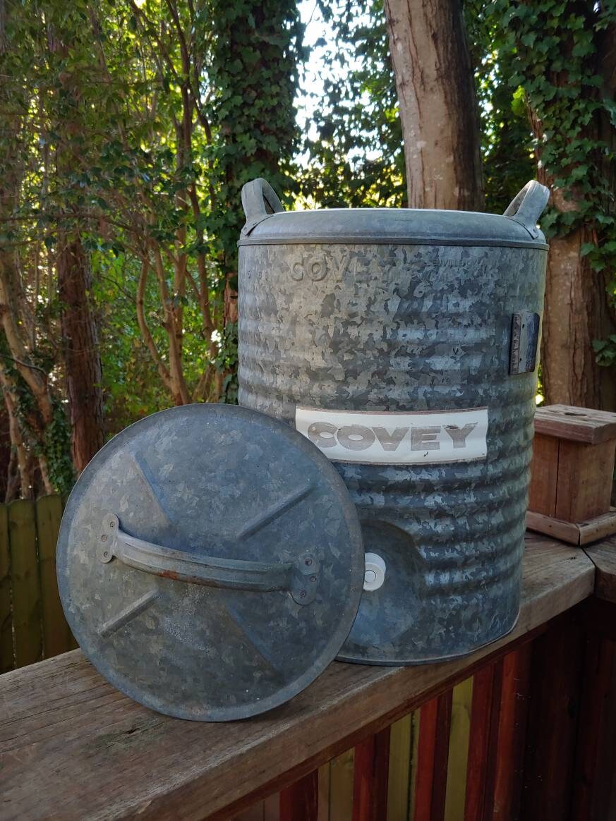 Vintage Covey Metal Galvanized 5 Gallon Water Cooler Jug Etsy