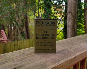 Vintage US Military WW2 WWII P L Oil Lubricating Preservative Light Socony Vacuum Oil 100% Full