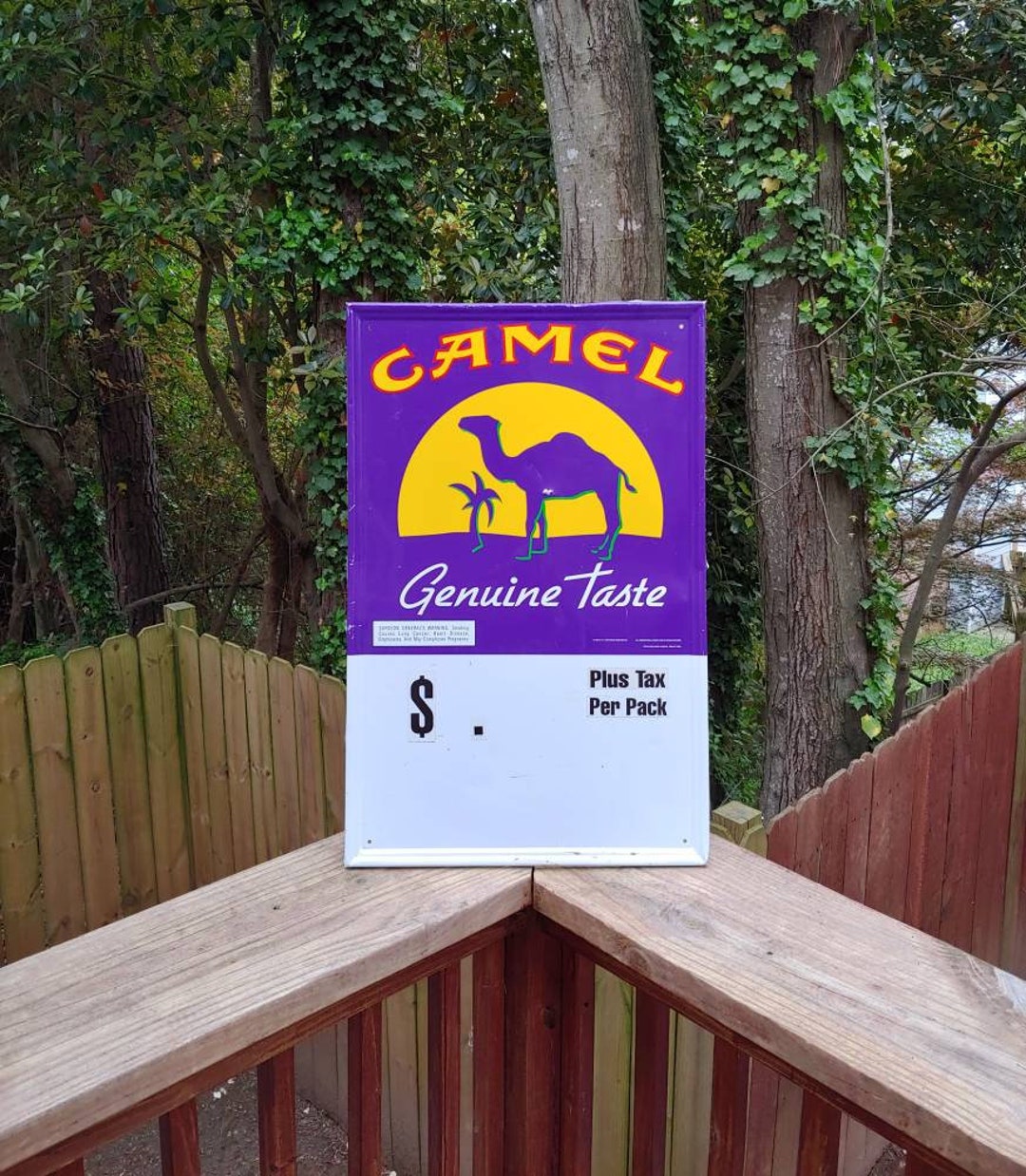 Vintage Camel Cigarette Genuine Taste Price Board Metal