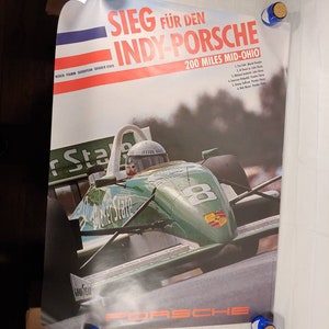 Vintage Porsche Sieg Fur Den Indy Porsche 200 Miles Mid Ohio 1989 Poster