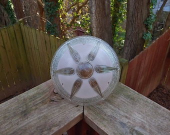 Pantalla de lámpara de techo de cristal rosa estilo art déco vintage