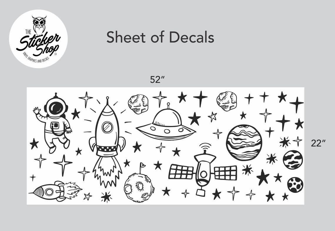 Space Theme Decals Kids Room / Nursery Decals Etsy Canada