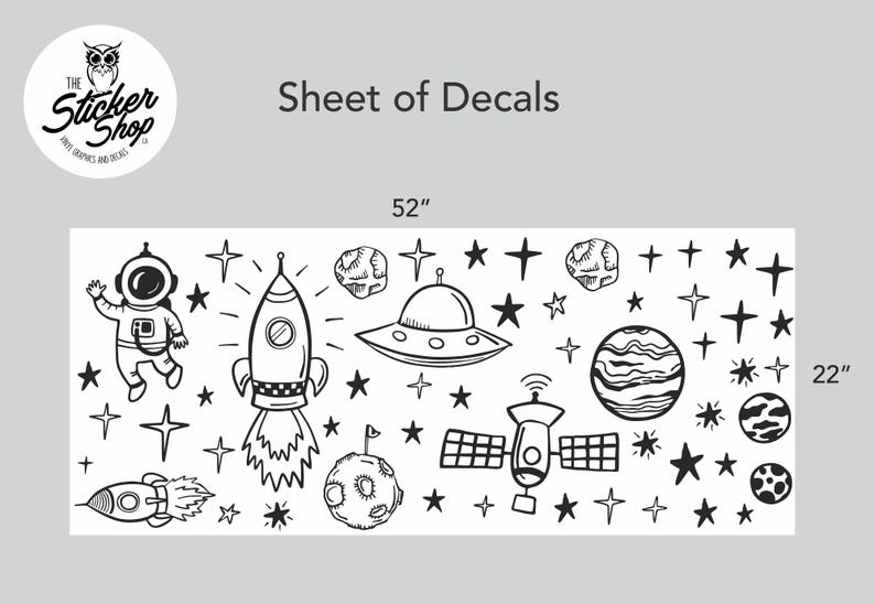 Space Theme Decals Kids Room / Nursery Decals Etsy