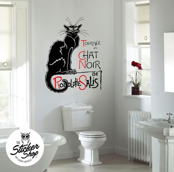 Wall Decal Le Chat Noir The Black Cat Etsy - toilet roblox decal