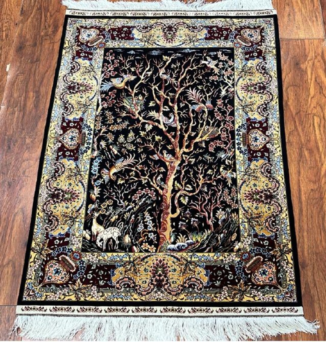 3x4 Ft, Tree of Life Silk Rug | Fine Persian Style Oriental Area Rug - Etsy