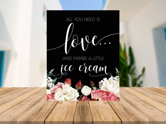 Ice Cream Bar Sign Marsala Wedding Reception Wedding Decor