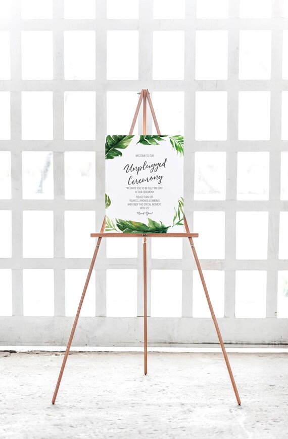 tropical destination wedding unplugged ceremony sign wedding no cell phones sign printable