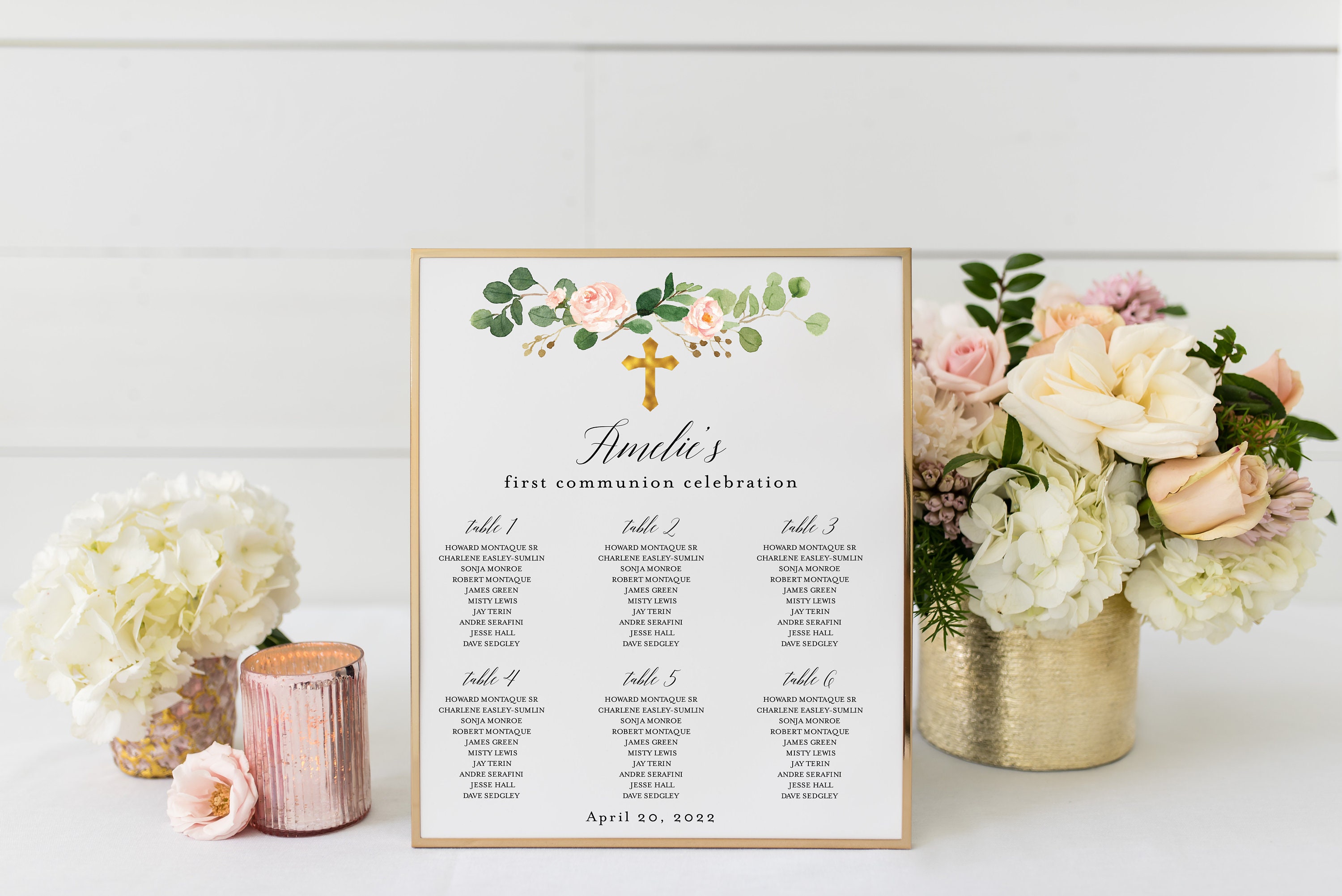 Baptism Seating Chart Template Printable Seating Board Etsy