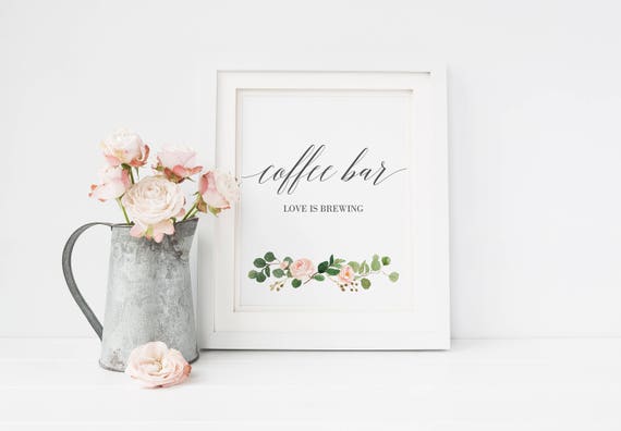 Coffee Bar Sign Printable Wedding Sign Reception Sign Party Etsy