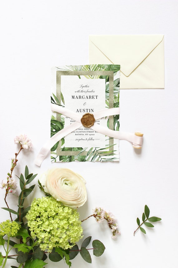 Printable Tropical Wedding Invitation Template Destination Wedding