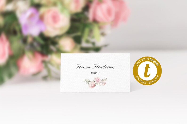 Editable Wedding Place Cards Template Wedding Printable Name Etsy