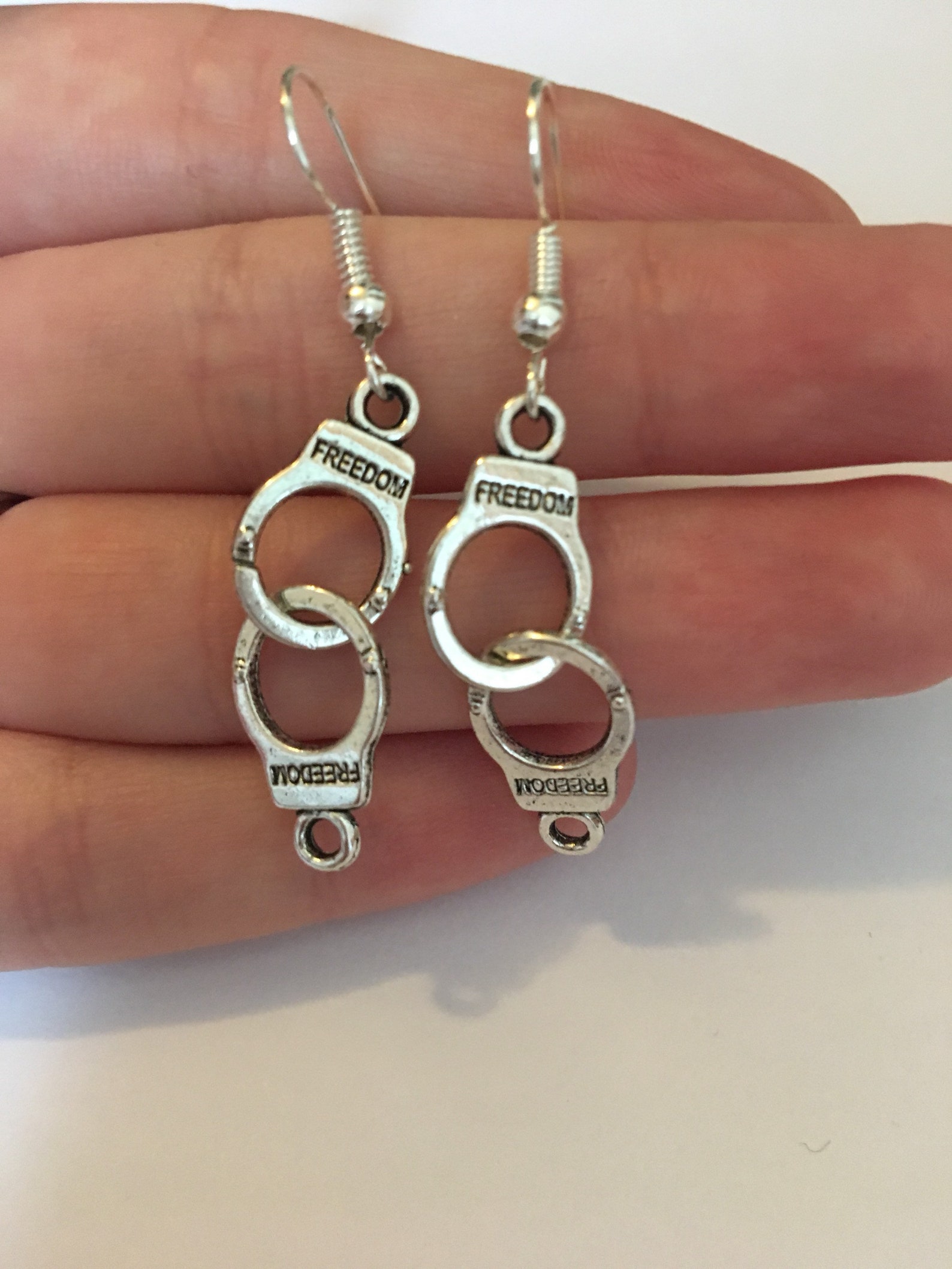 Freedom Handcuff Human Civil Rights Silver Plated Earrings Etsy
