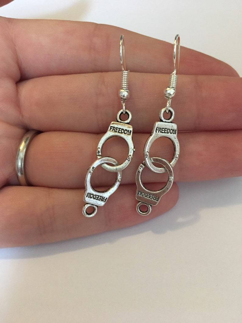 Freedom Handcuff Human Civil Rights Silver Plated Earrings Etsy