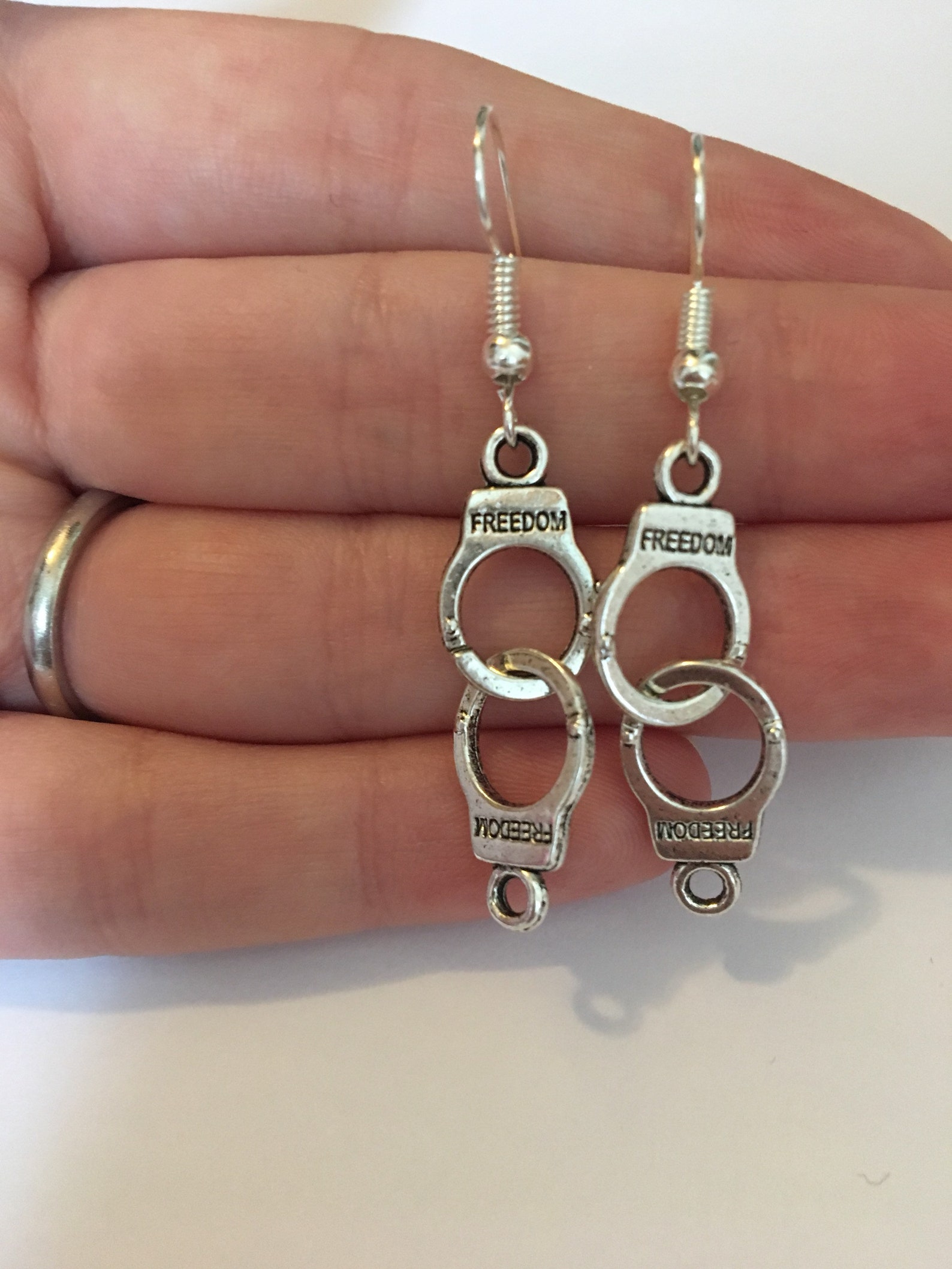 Freedom Handcuff Human Civil Rights Silver Plated Earrings Etsy