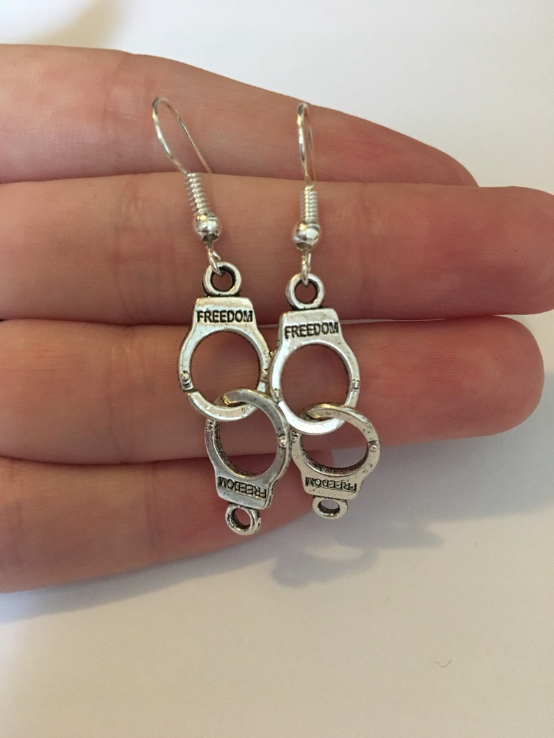 Freedom Handcuff Human Civil Rights Silver Plated Earrings Etsy