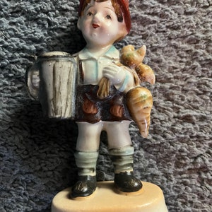 Vintage 9.25" Porcelain Boy Figure with German Alpine Look Made in Japan