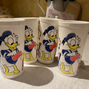 Vintage Walt Disney Donald Duck Huey Dewey Louie Plastic Cups by EAGLE