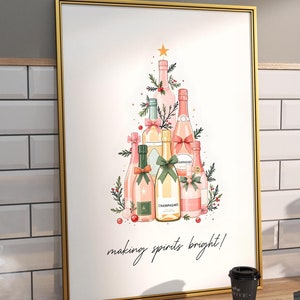 気分を明るくする | クリスマス バー カート プリント | シャンパン ウォール アート | クリスマス ウォール アート | ホリデー デコレーション | バー カート ポスター | デジタル プリント