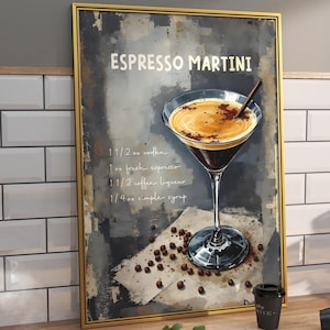 Espresso martini print | Vintage bar cart decor | Espresso martini art printable | Bar cart Print | Trendy wall art | Bar cart accessories