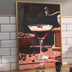 Espresso martini print digital | Coffee Bar wall art | Espresso martini bar cart art | Bar cart decor |Cocktail poster | Printable wall art