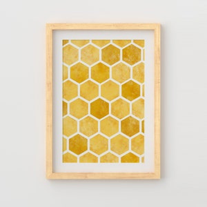 Honeycomb Gold Foil Print Honeycomb Art Print Honeycomb Decor Gold