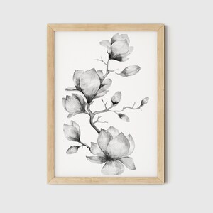 Black and White Prints, Floral Printable Art, Printable Digital ...