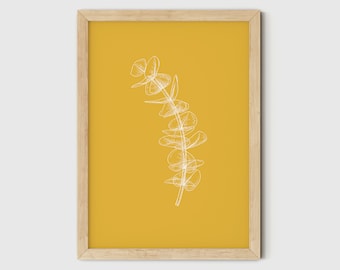 Yellow Eucalyptus Print: Minimalist Botanical Wall Art (Digital Download)