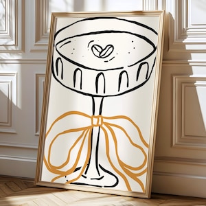 Kokette Espresso Martini Druck Ästhetisches Cocktail-Poster Preppy Bar Warenkorb Dekor Girly Wandkunst Feminine Bar Wanddekor Digitaler Download