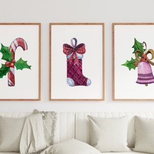 Christmas Wall Art Set of 3 Prints, Christmas Decor, Holiday Print Set, Winter Art Printable, Xmas Print Digital Download Holiday Decor Sign