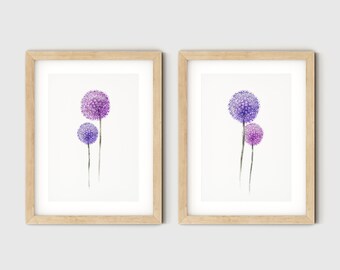 Dandelion Wall Art Set of 2 Prints, Abstract Plant Modern Minimalist, Printable Wall Art, Set of 2 Botanical Prints, Digital Download Art