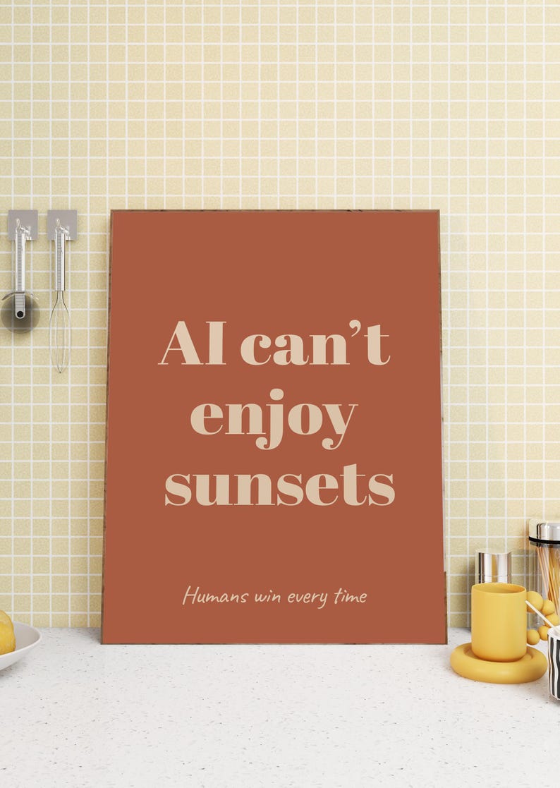 Anti AI Poster Funny Tech Digital Print IT Office Humor Earth Tone Decor Techie Friend Gift Anti AI Print Geek Home Decor Printable image 8