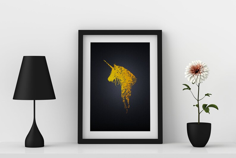 Unicorn Wall Art Instant Download Printable Art Gold Unicorn Etsy