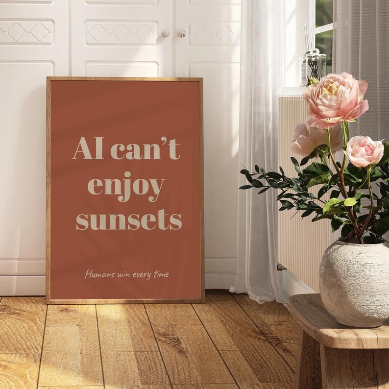 Anti AI Poster Funny Tech Digital Print IT Office Humor Earth Tone Decor Techie Friend Gift Anti AI Print Geek Home Decor Printable image 10
