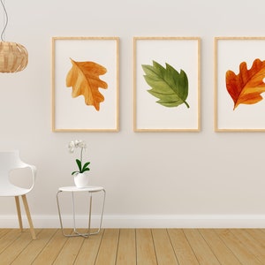 Autumn Decor Set of 3 Prints, Autumn Leaves Printable Wall Art Instant ...