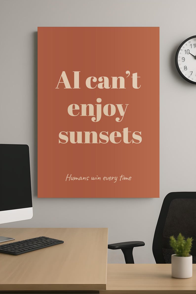 Anti AI Poster Funny Tech Digital Print IT Office Humor Earth Tone Decor Techie Friend Gift Anti AI Print Geek Home Decor Printable image 3