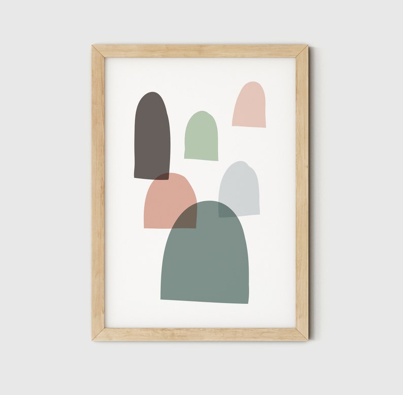 Mid Century Modern Art Set of 2 Prints, Abstract Wall Art, Modern Minimalist Geometric Print