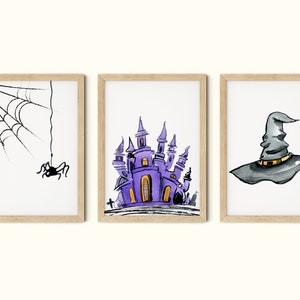 Halloween Prints Set of 3, Halloween Wall Art Printable Instant Download, Halloween Print Digital Download, Downloadable Halloween Decor