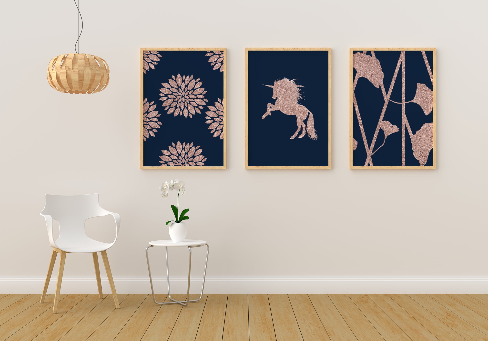Girls Room Decor for Walls Navy Blue Rose Gold Nursery Wall - Etsy