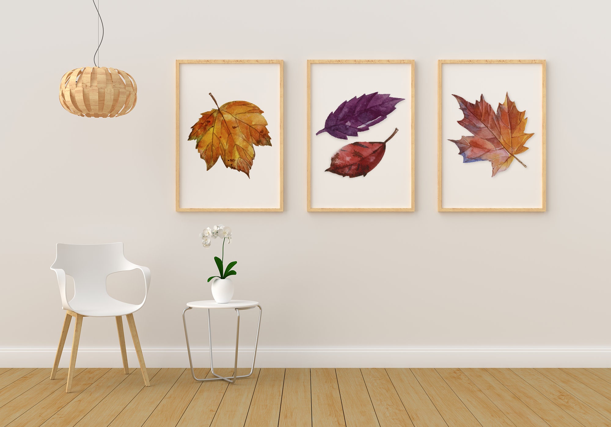 Fall Decor Set of 3 Prints Autumn Leaves Printable Wall Art - Etsy