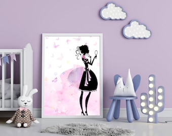 Nursery Bedroom Decor, Girls Print, Pink Nursery Wall Art, Printable Wall Art, Girl Room Wall Art Decor, Digital Download, Kids Bedroom Art