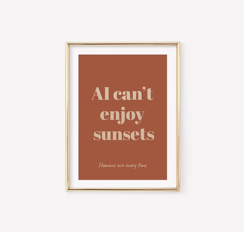 Anti AI Poster Funny Tech Digital Print IT Office Humor Earth Tone Decor Techie Friend Gift Anti AI Print Geek Home Decor Printable image 5