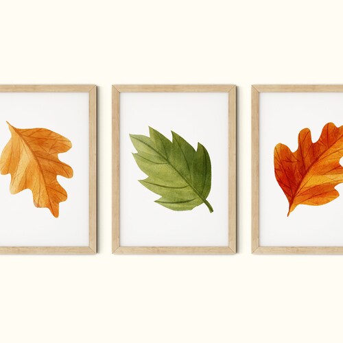 Set of 3 Autumn Leaves Gallery Wall Art Prints Autumn Art Etsy