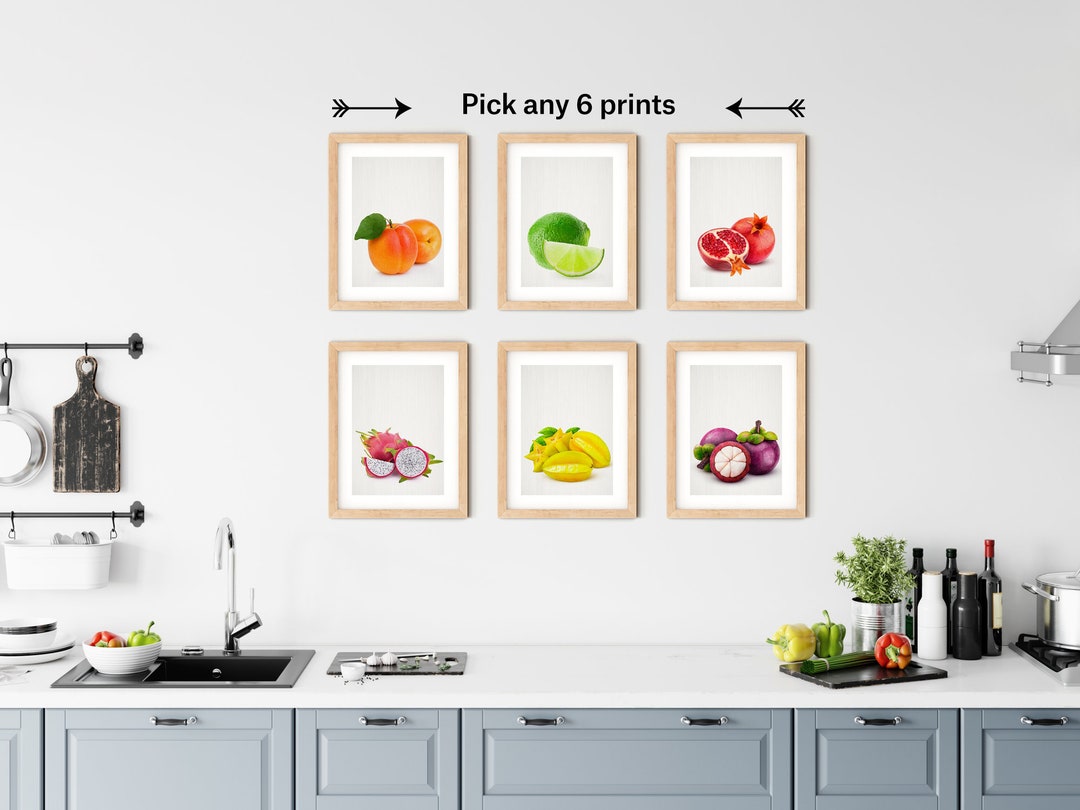 Pick ANY Six Prints Gallery Wall Prints Set of 6, Fruit Wall Art Set ...