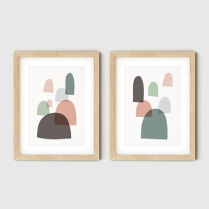 Mid Century Modern Art Set of 2 Prints, Abstract Wall Art, Modern Minimalist Geometric Print, Downloadable Prints, Scandinavia Printable Art