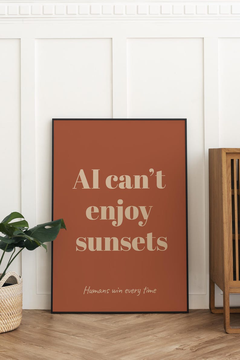 Anti AI Poster Funny Tech Digital Print IT Office Humor Earth Tone Decor Techie Friend Gift Anti AI Print Geek Home Decor Printable image 7