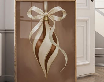 Terracotta Christmas Ornament Print | Neutral Holiday Wall Art (Digital Print)